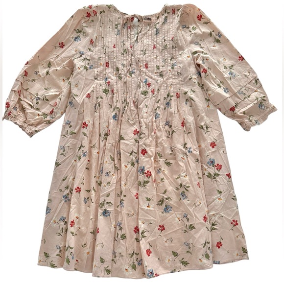 Madewell Pintuck Puff-Sleeve Mini Dress in Seaside Floral - Picture 11 of 15